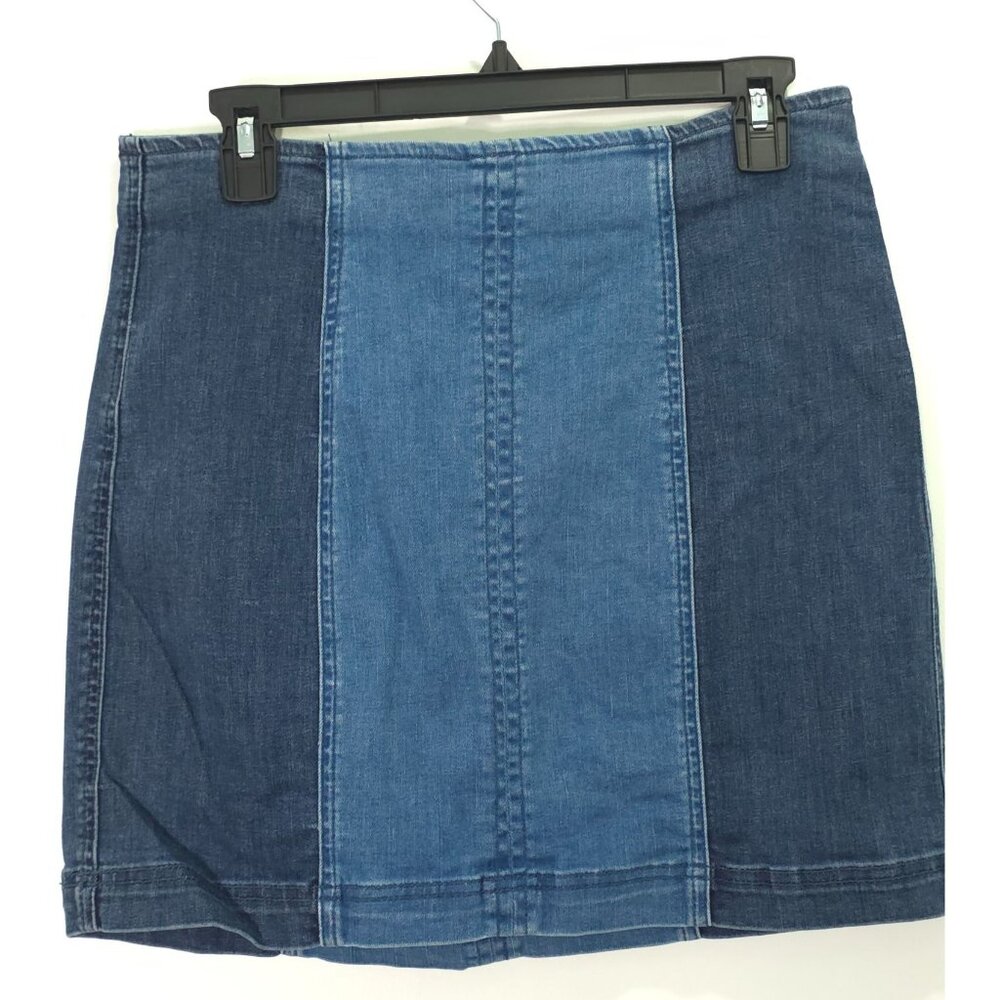 Pacsun Womens Patchwork Denim Mini Skirt Size 28 With Back Zipper Closure